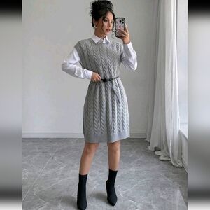 Women's Solid Color Simple Sleeveless Knit Sweater Dress
